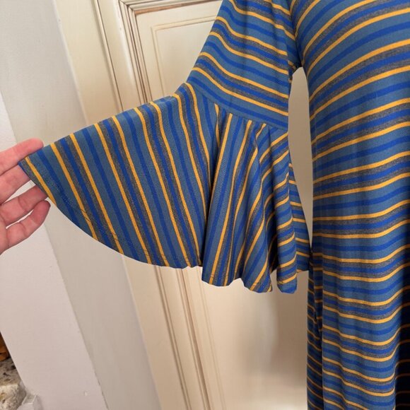 NWT LuLaRoe Maurine Dress Royal Blue, Slate Blue, and Medium Yellow Sz Medium - Picture 4 of 8